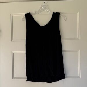 H by Bordeaux Classic Black Tank Top Keyhole Twist Knot detail in back